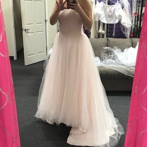 David’s Bridal blush tulle wedding dress
